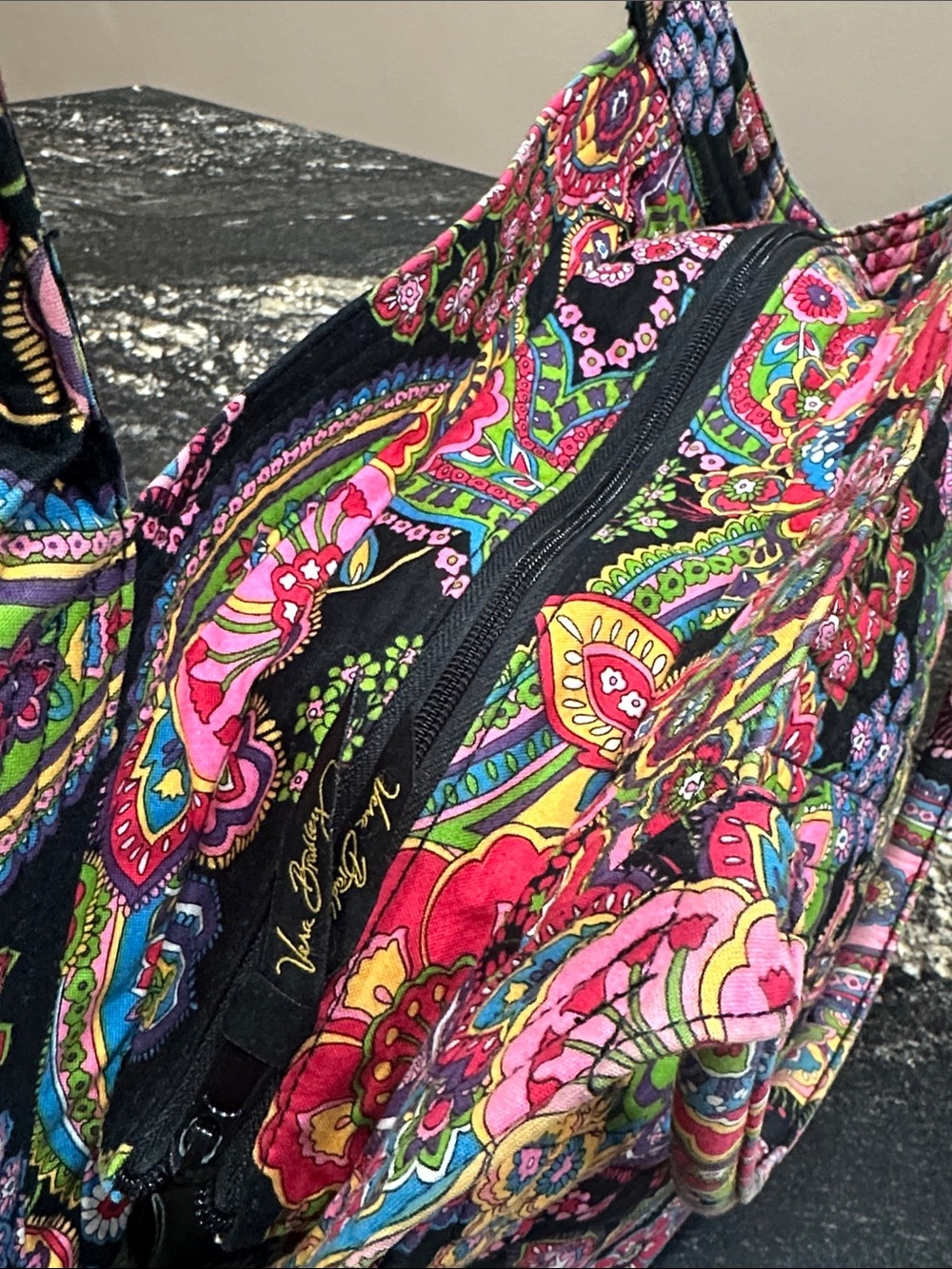 Vera Bradley Black Multicolor Floral Quilted Tote with Matching Wallet - Picture 5 of 14